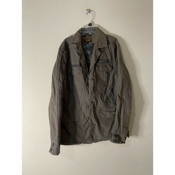 PME Legend Military Style Jacket Breathable Plaid Button Casual Mens Size L - Picture 1 of 6
